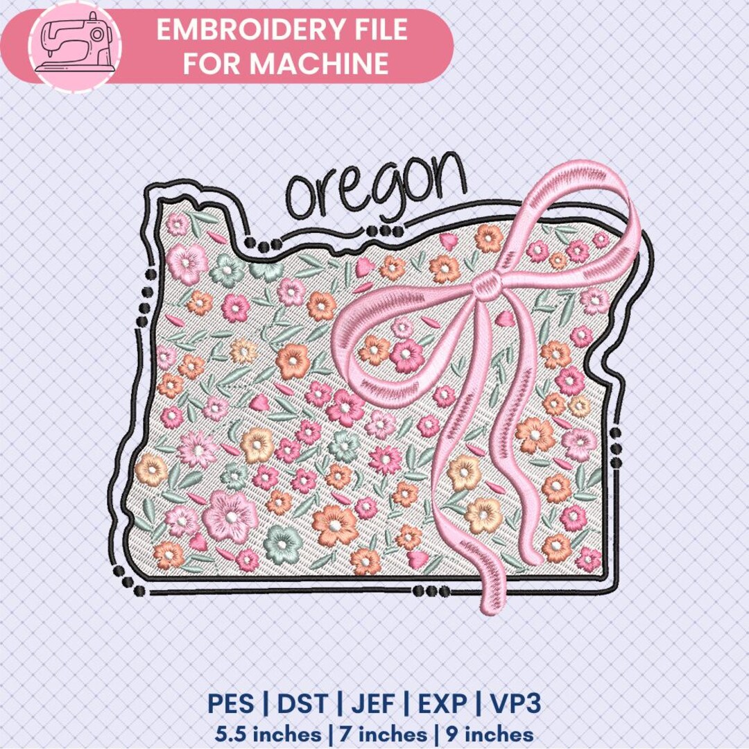 Oregon Floral Embroidery Design, Floral Oregon State Machine Embroidery ...