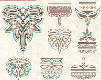 Aztec Boot Stitch 8 Embroidery Designs, Instant Download, Dst Pes Jef Exp Vp3