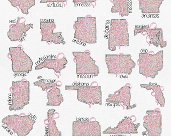 50 US States bundle, 50 American States Embroidery designs, 50 American States Machine Embroidery file, Instant Download Dst Pes Exp Jef Vp3
