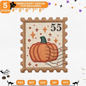 Halloween Pumpkin Stamp Embroidery Design, Scary Pumpkin for Festive Holiday Machine Embroidery File, Instant Download Dst Pes Exp Jef Vp3