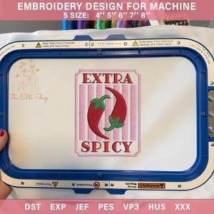 Extra Spicy Chilli Embroidery Design | Preppy Striped Summer Vibes Machine File| Summer Vacation Pes Exp Dst | Instant Download