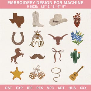 Mini Cowboy Western Embroidery Design | Texas  Western Machine Embroidery Pes Dst Jef Vp3 | Instant Download