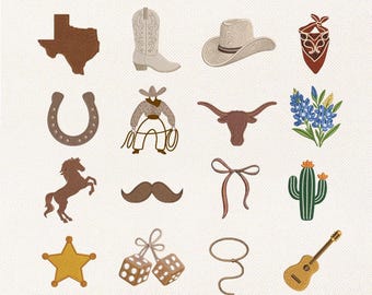 Mini Cowboy Western Embroidery Design | Texas  Western Machine Embroidery Pes Dst Jef Vp3 | Instant Download