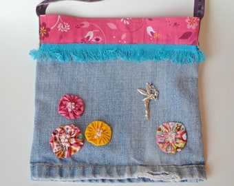 Sac hippie chic- petit sac bandoulière - sac en jeans recyclé