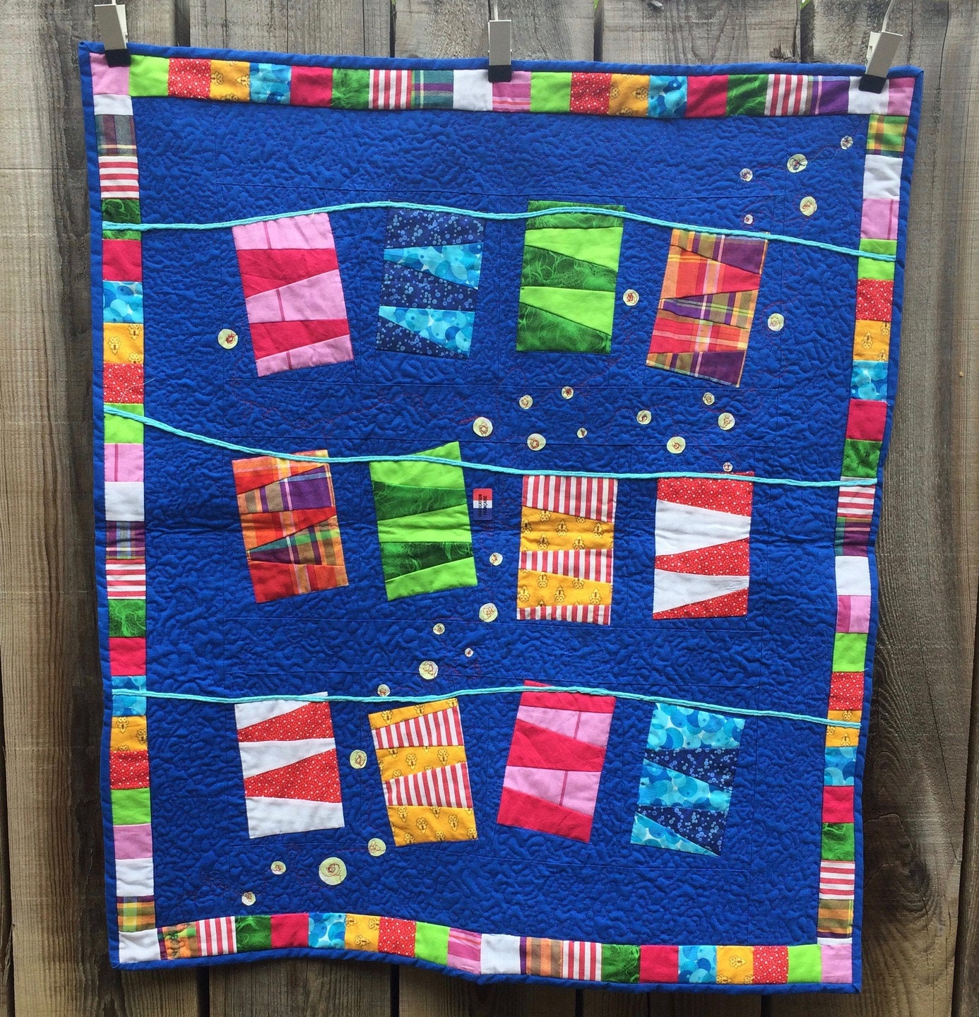 Patchwork Mural en Cotonnade - Tableau Textile Décoration Plaid