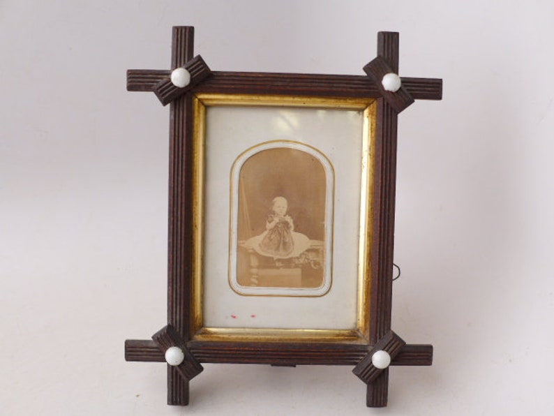 Vintage Adirondack Picture Frame Stand Antique Wood Image 0