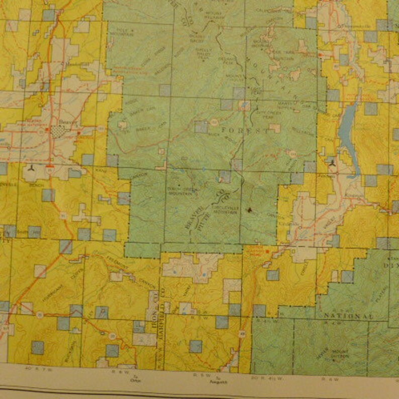 Vintage 1977 Utah Map Land Ownership Map Beaver County Etsy