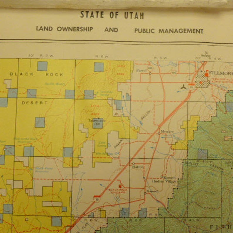 Vintage 1977 Utah Map Land Ownership Map Beaver County Etsy
