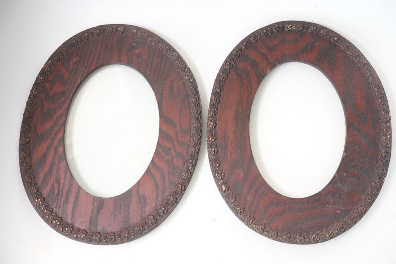Pair of Antique Wood and Plaster Oval Picture Frames - Plaster Floral ...