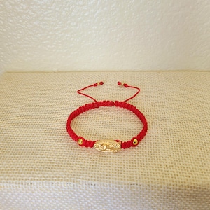 Virgen de Guadalupe Bracelet for Men, Red Adjustable Religious Bracelet