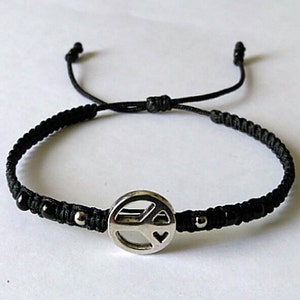 Black Peace Sign Hippie Bracelet