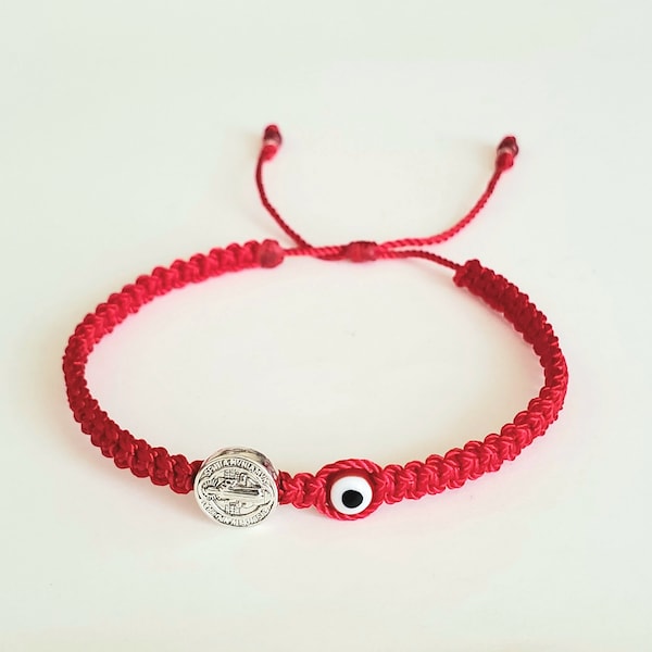 Saint Benedict and Evil Eye Red Bracelet for Adult