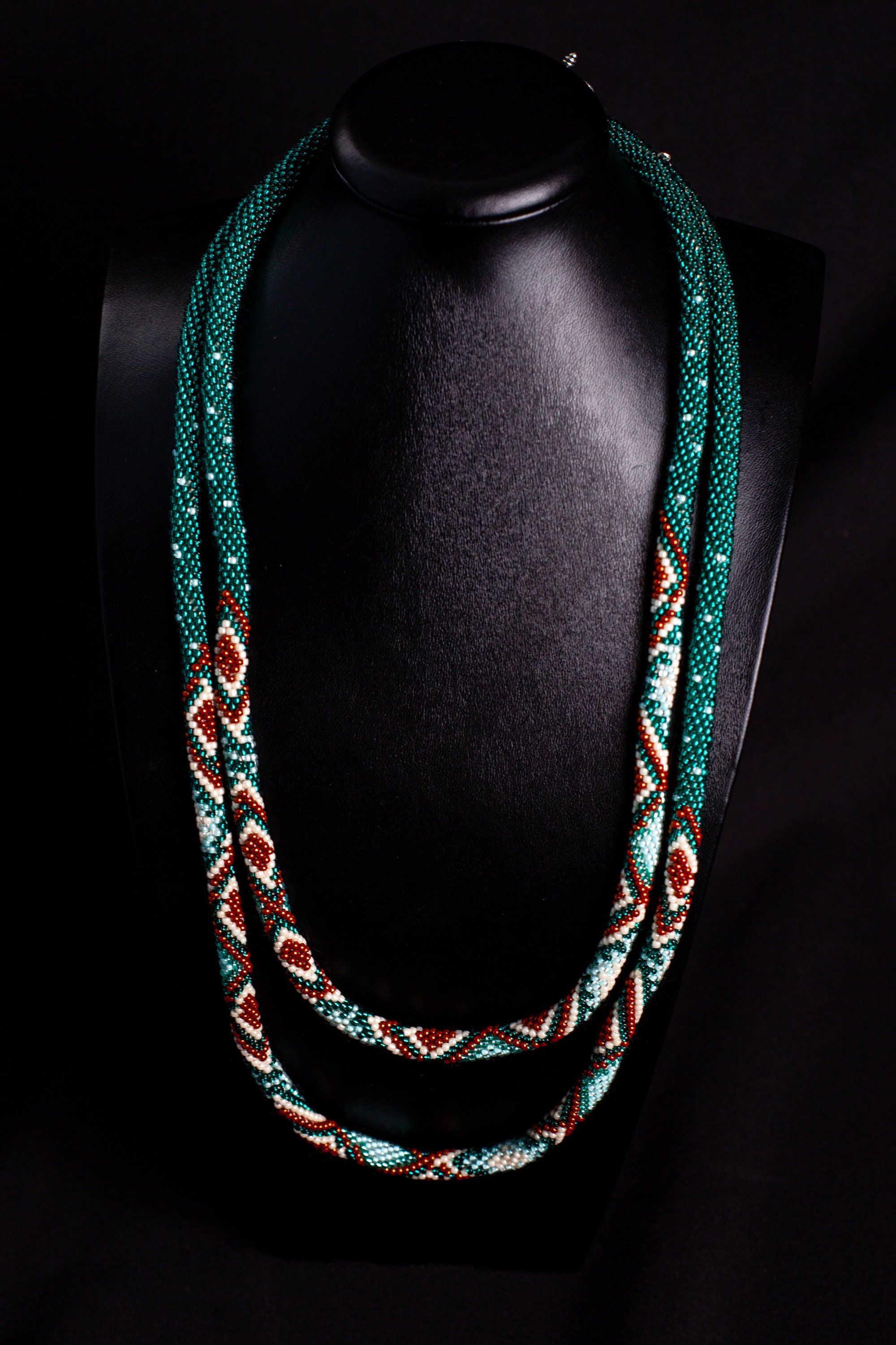 Beaded long green necklaces for women boho layer necklace Etsy