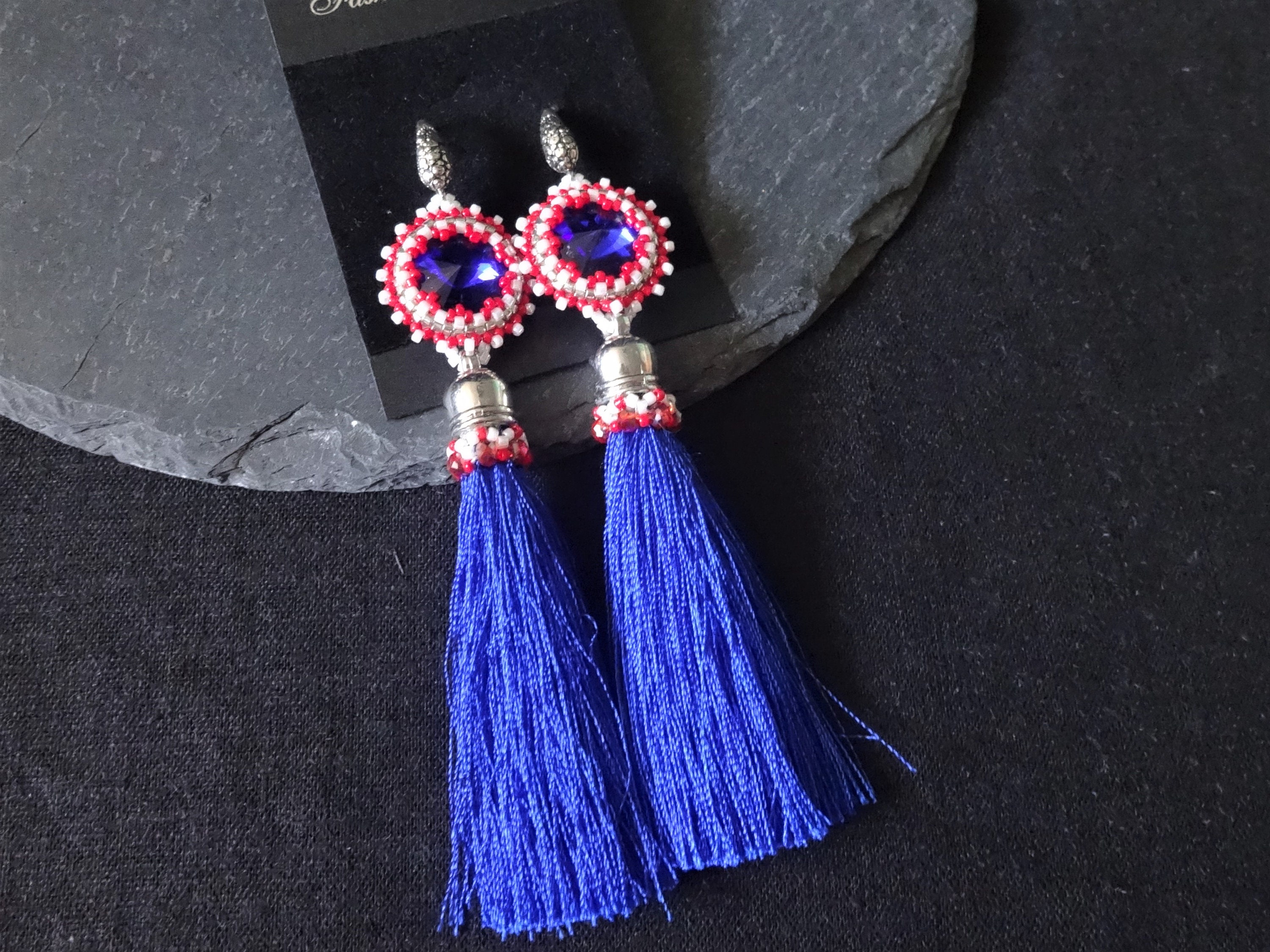 Long Tassel Earrings Extra Long Earrings Statement Earrings Etsy
