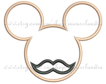 Cute  mouse mustache  Applique Design Embroidery.  Instant Download. 3 sizes