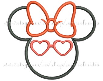 Cute miss mouse  Applique Design.   Instant Download. 2sizes