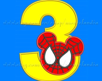 Cute mouse number 3 birthday Applique Design    5X7  Instant Download