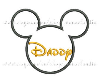 Cute daddy  mouse  Applique Design for Embroidery machine. 3 sizes . Instant Download