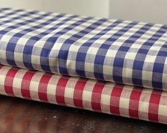 Check tablecloth fabric cotton red on white blue on white check tablecloth fabric
