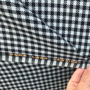 baby blue on black wool check fabric , pure wool made in Italy  suiting skirt pants coat fabric