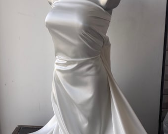 Ivory stretch satin satin fabric, bridal ivory satin, ivory stretch under lace