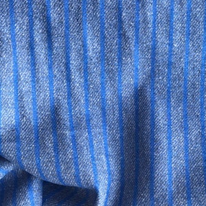 grey on blue stripe suiting fabric winter fabric wool mix wide stripes