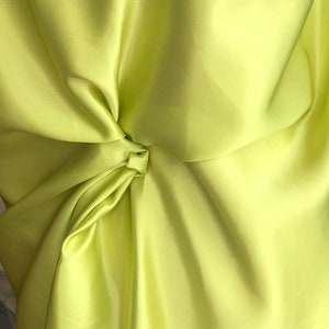 green satin fabric, lime green pure silk satin 85g per square meter medium weight 19mm 19 momme weight European production premium qua image 1