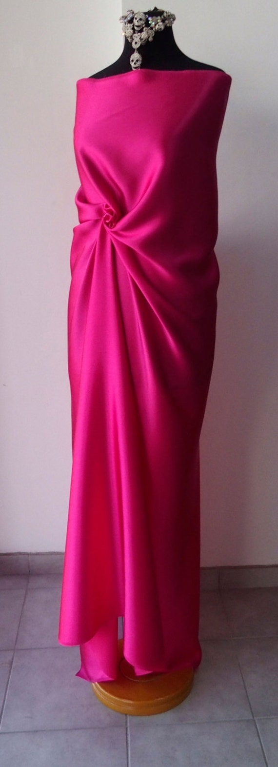 Hot Pink Silky Satin Fabric Dress Making Material Lining 150cm/60″