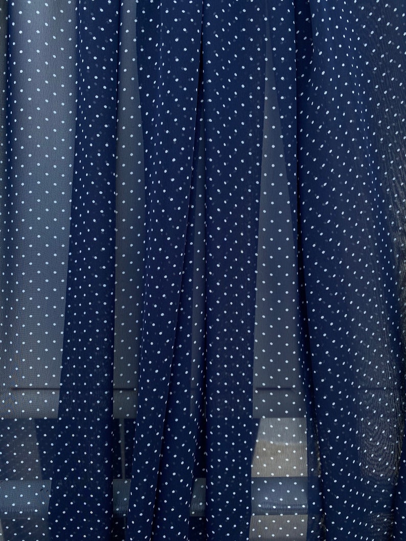 Chiffonstoff Micro dot, Chiffonstoff Mini Polka dot, Blauweißer Fleckenstoff, schwarzer und weißer Fleckenstoff Bild 2