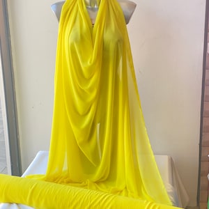 Yellow polyester chiffon fabric bright yellow chiffon sheer see through fabric 150cm 60 inches wide