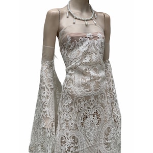 Off White bridal lace fabric corded tulle Baroque latest fashion trend in bridal lace