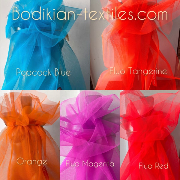 Hard stiff tulle 3 meters wide neon pink neon red blue orange tangerine very stiff tulle for tutu