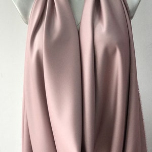 Pink crepe satin fabric dusky pink powder pink crepe back satin 2 way stretch polyester spandex prom mother of bride 150cm 60 inches