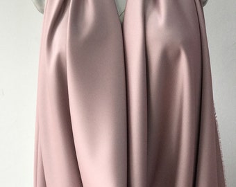 Pink crepe satin fabric dusky pink powder pink crepe back satin 2 way stretch polyester spandex prom mother of bride 150cm 60 inches
