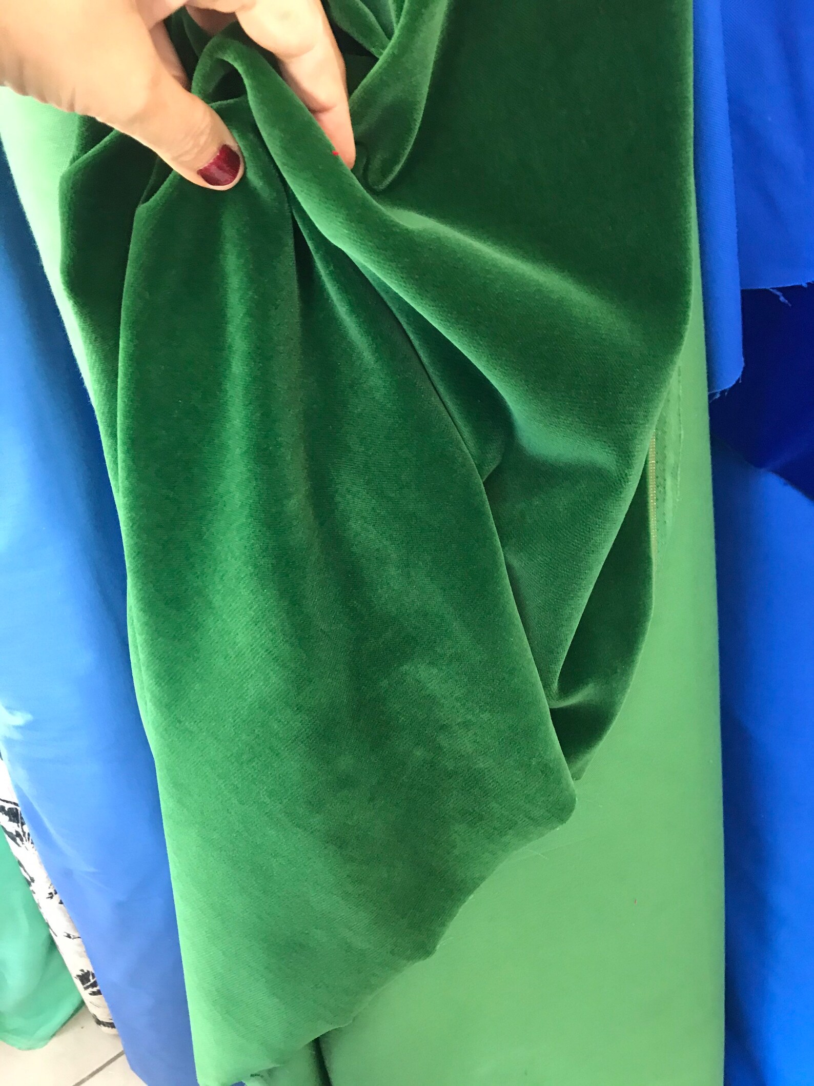 Green Cotton Velvet Fabric Grass Green Velvet Fabric Premium Etsy