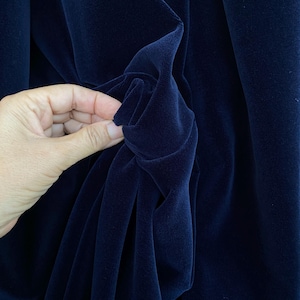 Midnight blue Dark blue cotton velvet fabric, premium quality by Niedieck 150cm wide velvet coating 307 g/sqm