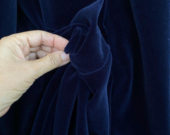 Midnight blue Dark blue cotton velvet fabric, premium quality by Niedieck 150cm wide velvet coating 307 g/sqm