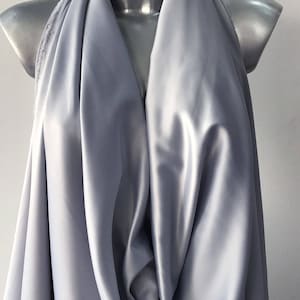 light gray, silver gray, polyester satin fabric poly spandex heavy satin, de luster dull satin, stretch bridal under lace 150cm 60 inches