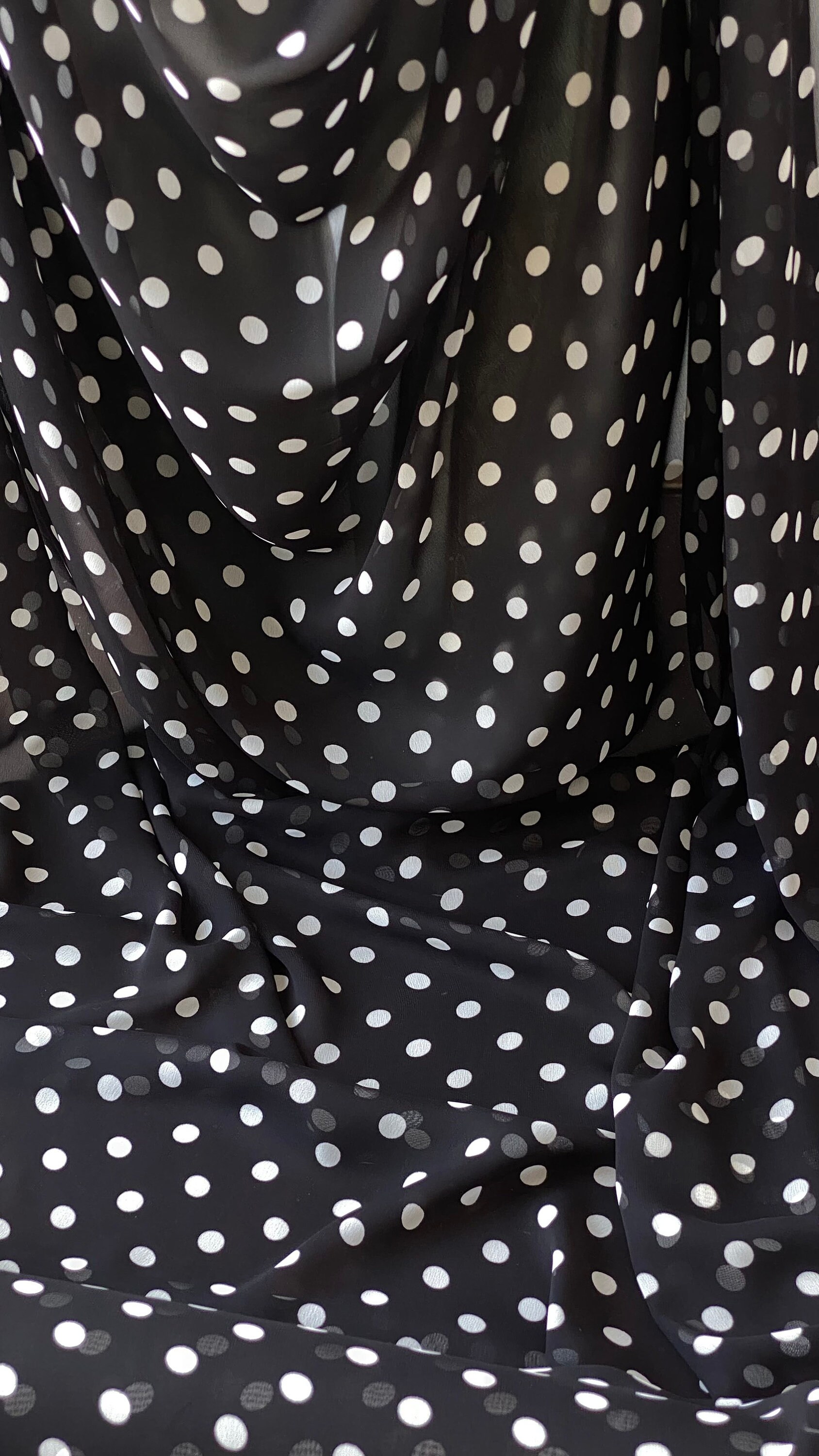 Polka Dot Chiffon Fabric Black and White Spots Fabric Polka - Etsy