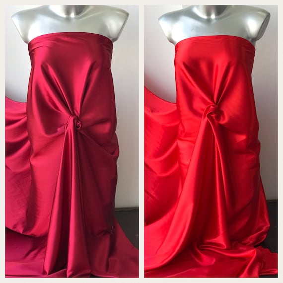 Red Satin Fabric Polyester Spandex 2 Way Stretch Lining Under Lace Lingerie  Colour Options 150cm Wide 