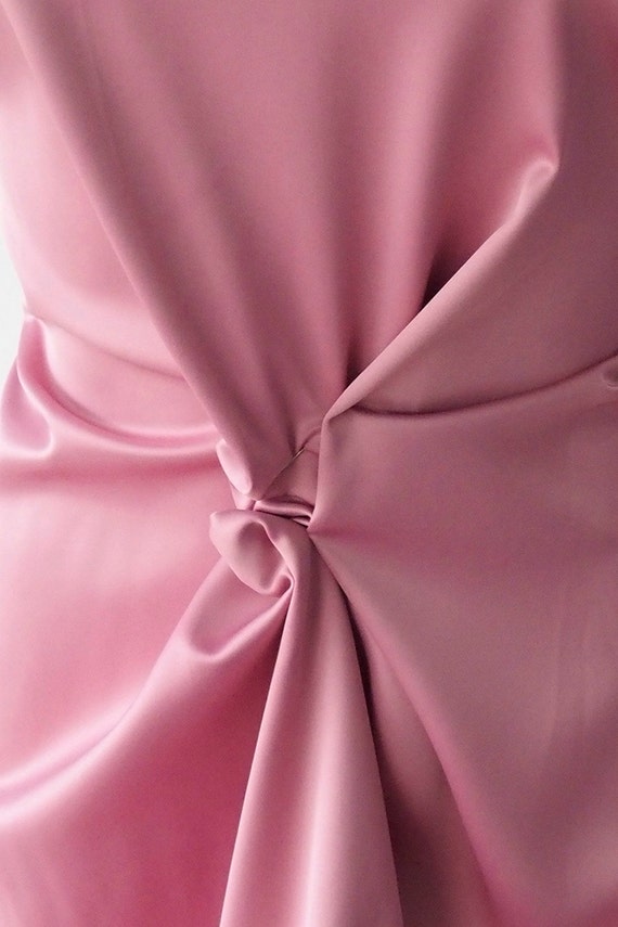 open lace back dress Silk x Viscose Duchess Satin Fabric Pink x Gold Color 56" wide by the   Puresilks.us