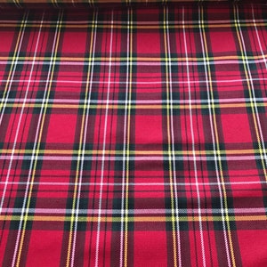 Tejido de poliviscosa Red Steward, tejido Royal Steward Tartan, tartán rojo y negro a cuadros rojo y negro, tejido de cuadros rojo y negro 150cm 60&quot;