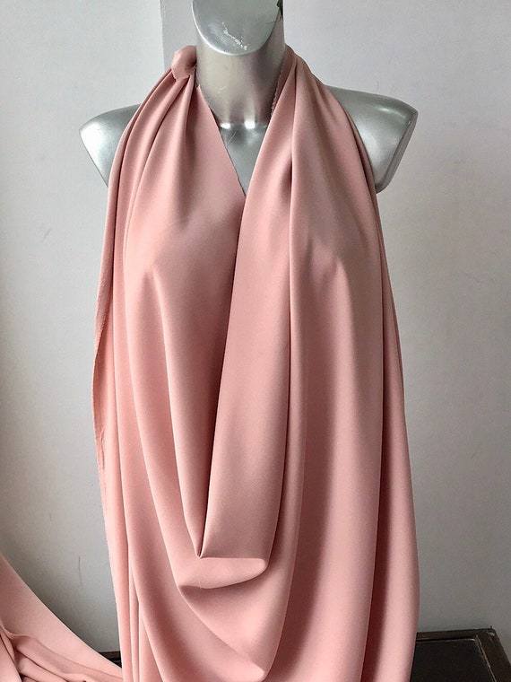 Blush Pink Stretch Crepe Fabric, 2 Way Stretch Pebble Crepe