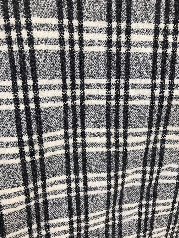 Very Fine Italian Pure Wool Suiting - Gray with Black Plaid with Squares of  Blue - Beautiful Textiles