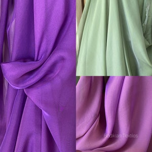 Silk chiffon fabric two tone silk chiffon semi opaque silk fabric, sheer silk fabric 150cm wide