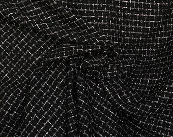 Schwarz-weißer Boucle-Stoff, schwarz-weißer Tweed-Stoff, schwarz-weißer Anzug