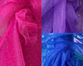 Glitter tulle fabric 3M length , pink glitter tulle cobalt blue glitter tulle purple glitter tulle