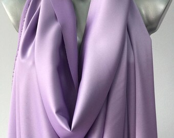 Light Purple Lilac crepe satin fabric 2 ways stretch polyester spandex prom bridesmaid mother of bride 150cm 60 inches