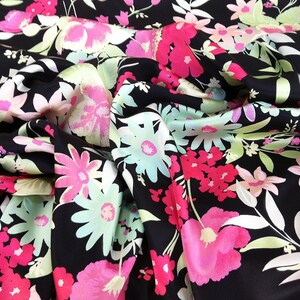 Large Floral Print Silk Satin Fabric 2 Way Stretch Silk - Etsy