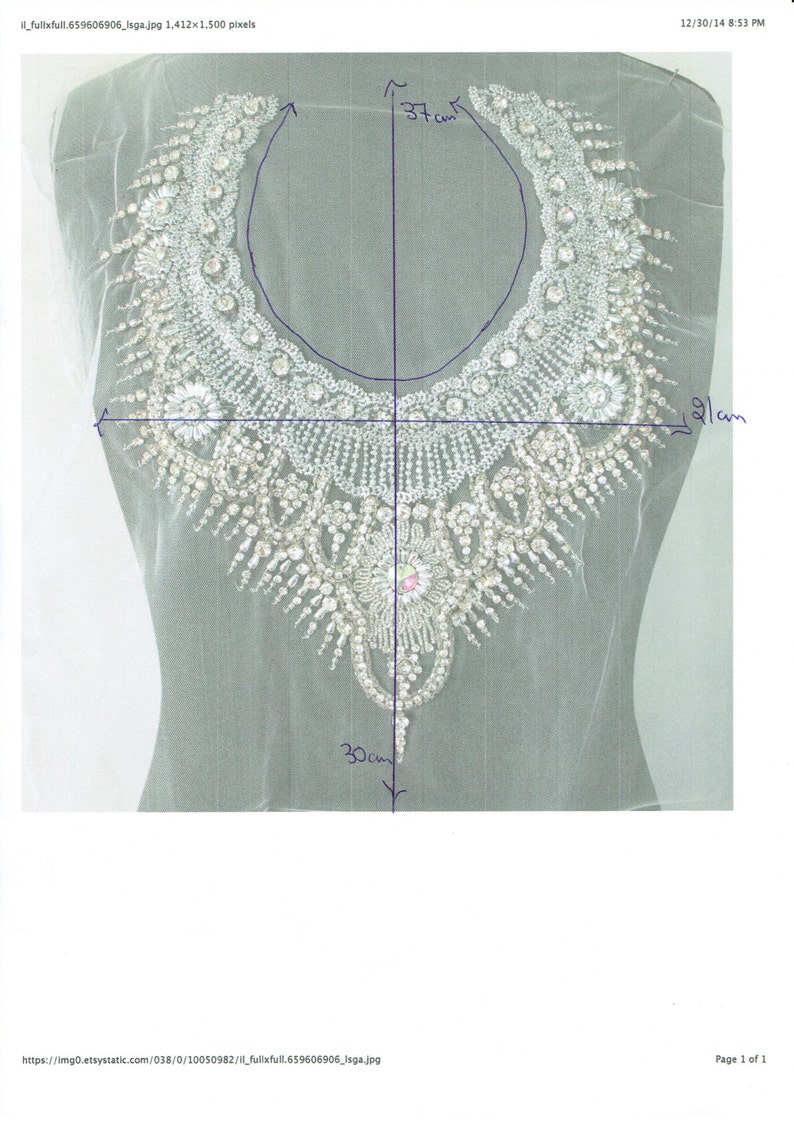 Neckline Applique Embellishment Necklace Metallic Thread Etsy